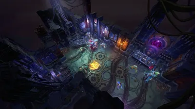 Official digital battlefield with mechanical platforms and glowing devices