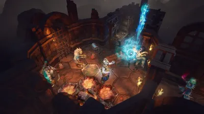 Official digital arena with a glowing blue crystal monument