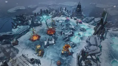 Official launch announcement image of the snowbound Frosthaven outpost